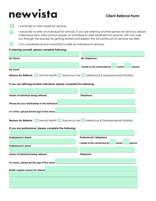Client Referral Form screenshot