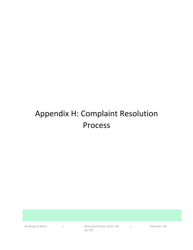 Complaint Resolution Process screenshot
