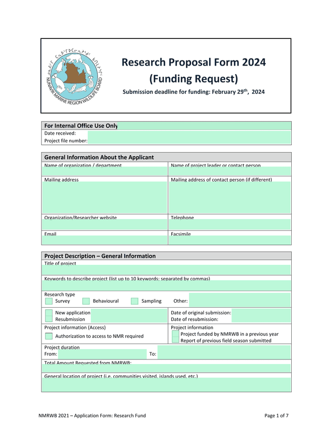NMRWB 2021  Application Form Research Fund screenshot