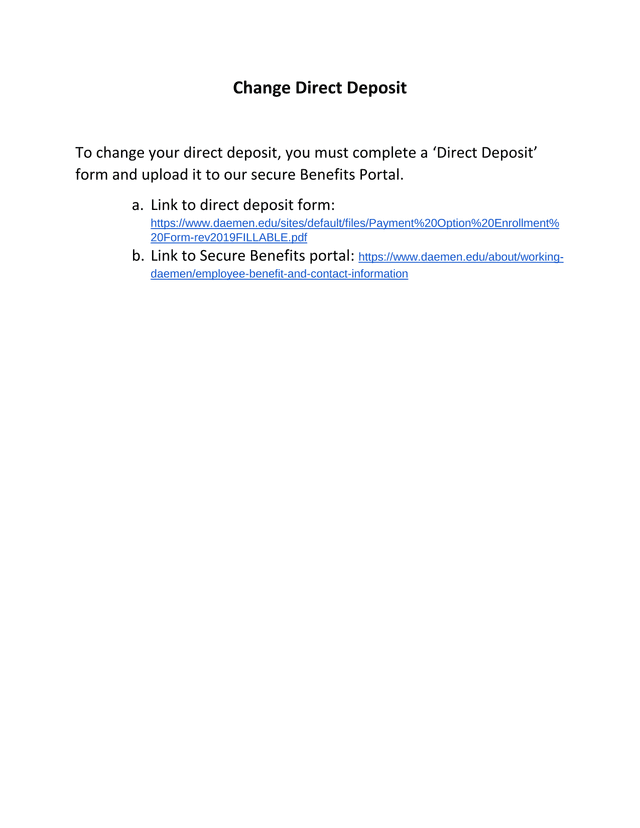 Change Direct Deposit screenshot