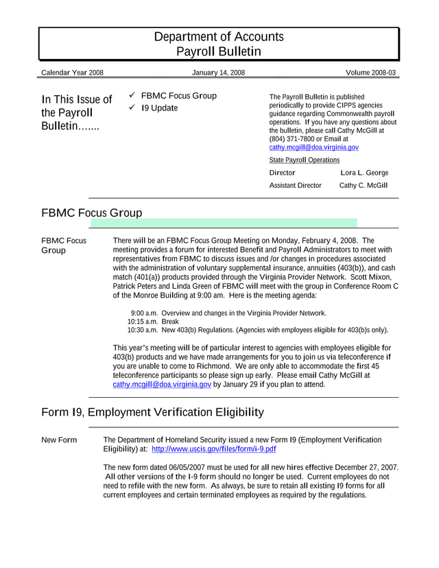 Payroll Bulletin screenshot