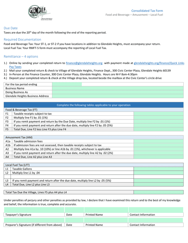 Consolidated Tax Form screenshot