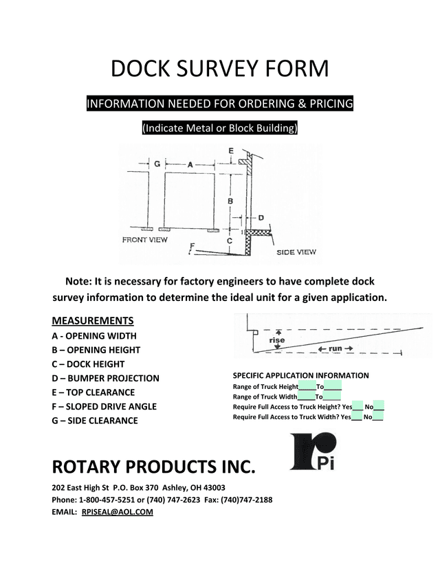 Dock Survey Form screenshot