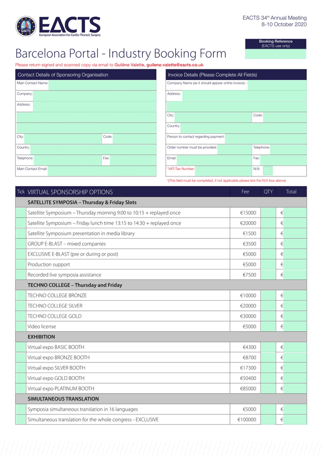 Barcelona Portal   Industry Booking Form screenshot
