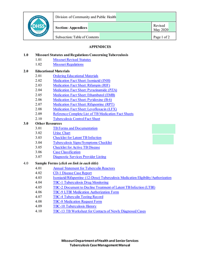 Tuberculosis Case Management Manual screenshot