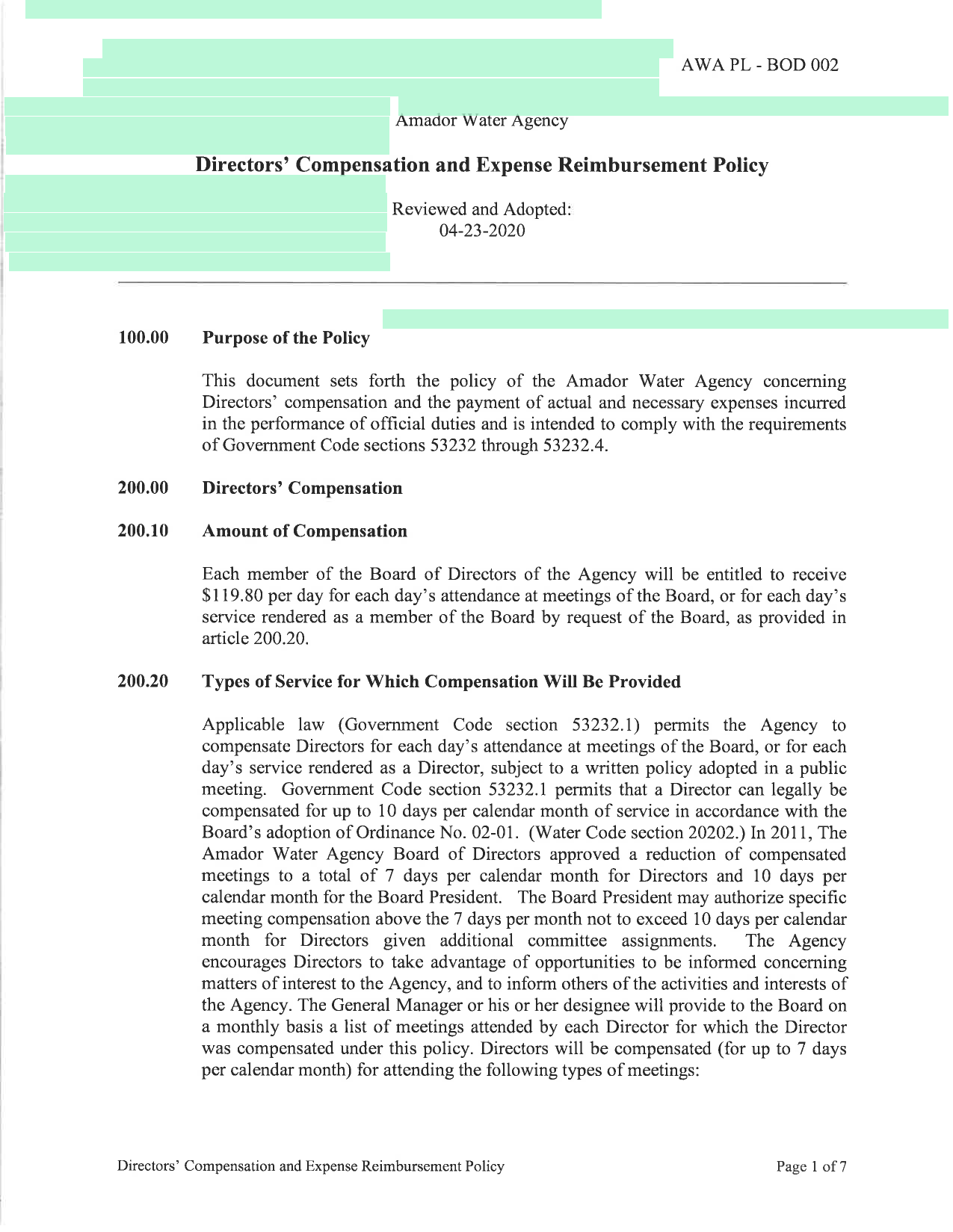 Directors Compensation And Expense Reimbursement Policy screenshot