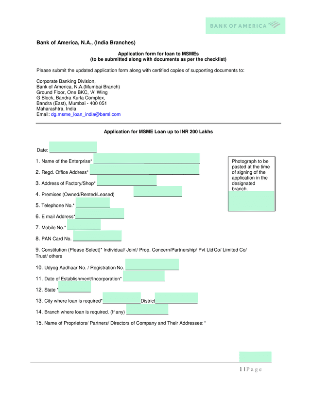 Application Form For Loan To MSMEs screenshot