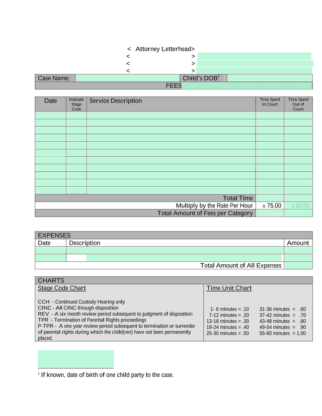 Attorney Fee Invoice Template screenshot