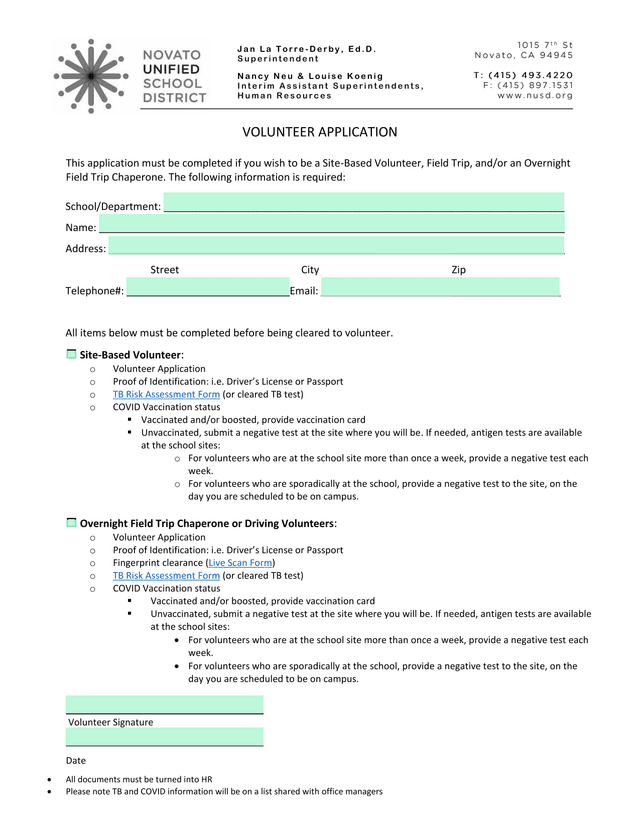 VOLUNTEER APPLICATION screenshot