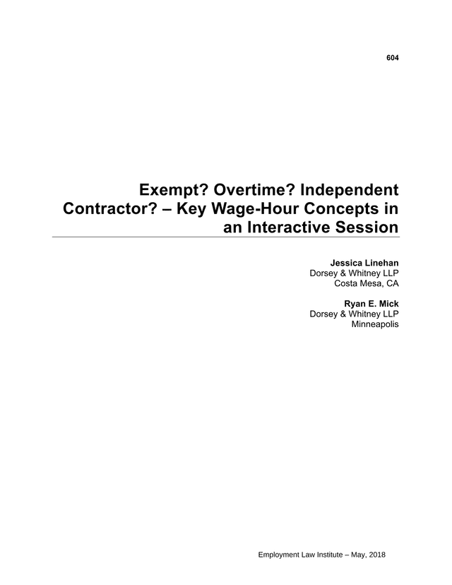 Exempt Overtime Independent Contractor  Key Wage Hour Concepts In An Interactive Session screenshot