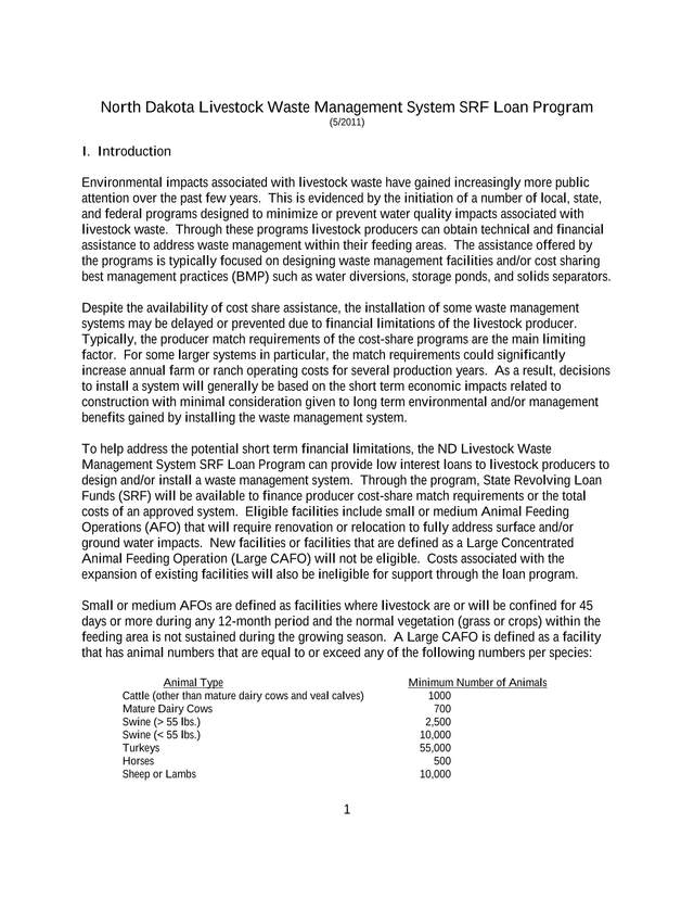 North Dakota Livestock Waste Management System SRF Loan Program screenshot