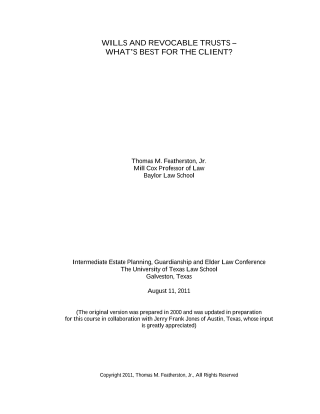 Wills And Revocable Trusts  WhatS Best For The Client screenshot
