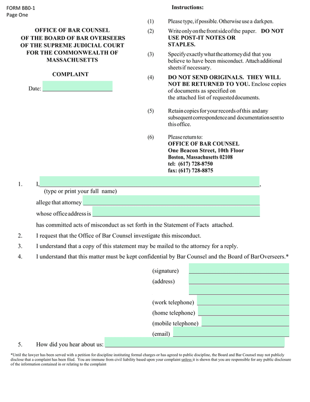 COMPLAINT   FORM BB0 1 screenshot