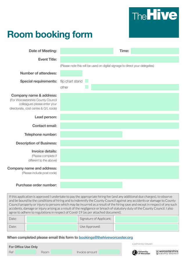 Room Booking Form screenshot