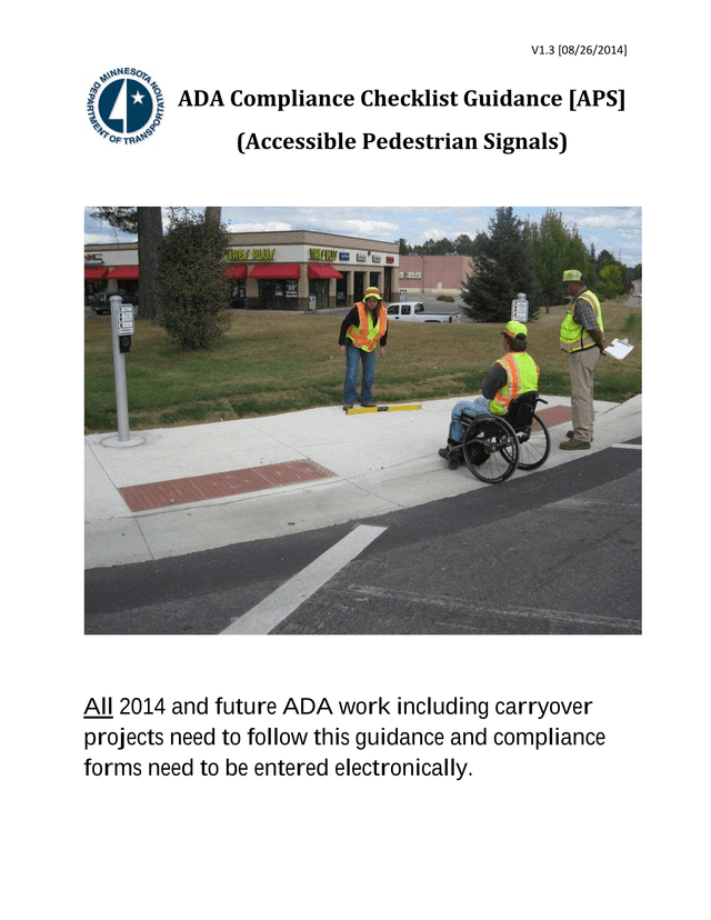 ADA Compliance Checklist Guidance (Accessible Pedestrian Signals) screenshot