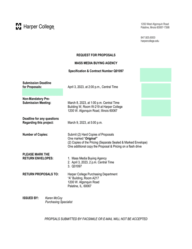 Request For Proposals Mass Media Buying Agency screenshot