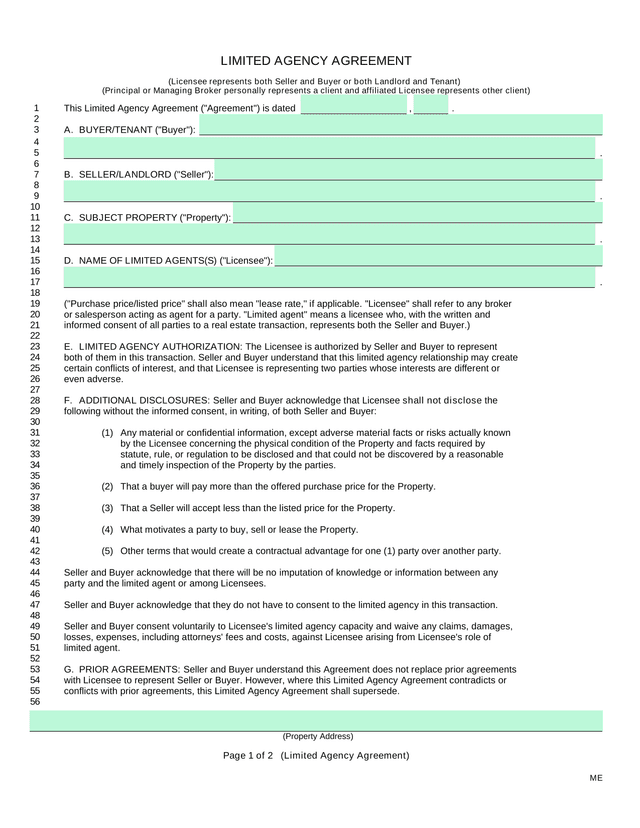 Limited Agency Agreement screenshot