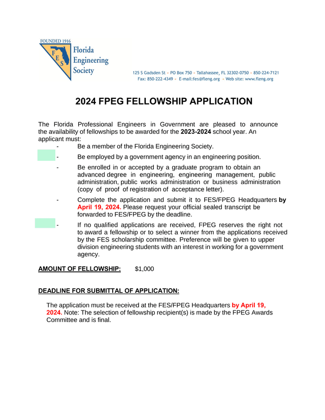 2024 FPEG Fellowship Application screenshot