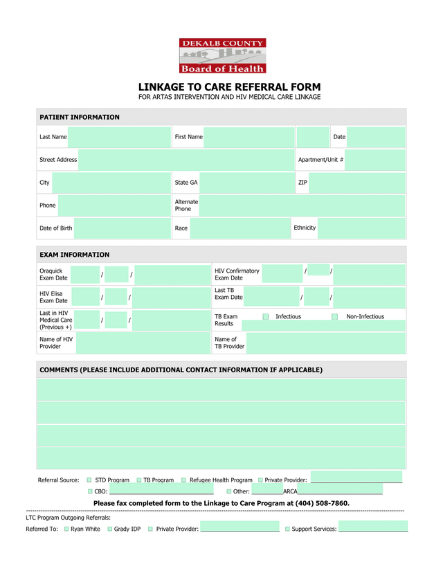 Linkage To Care Referral Form screenshot