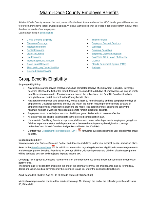 Miami Dade County Employee Benefits screenshot