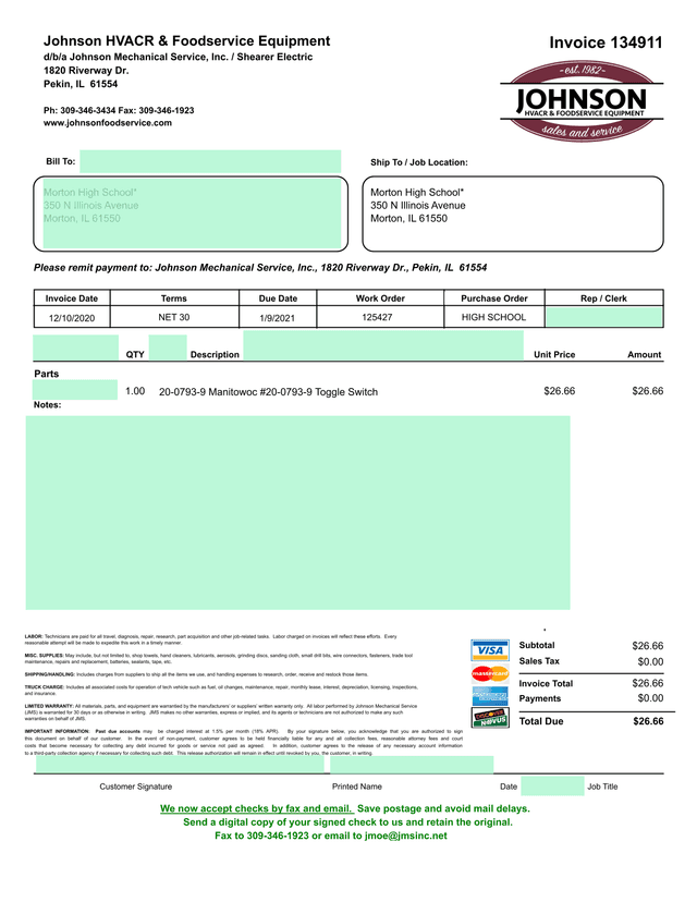 Invoice 134911 screenshot