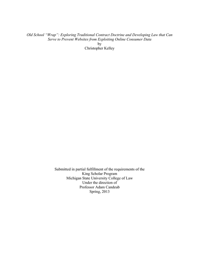 Old School Wrap Exploring Traditional Contract Doctrine And Developing Law That Can Serve To Prevent screenshot