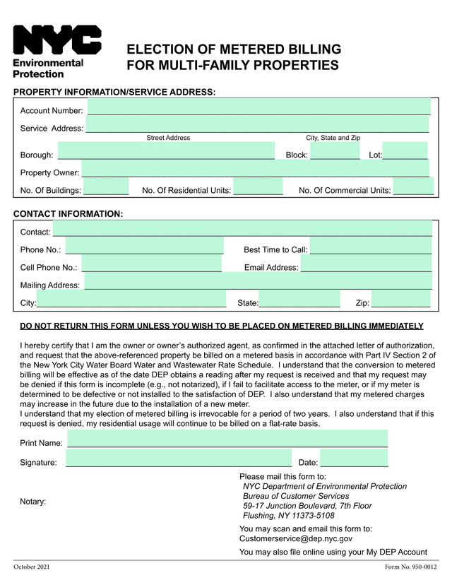 Election Of Metered Billing For Multi Family Properties screenshot