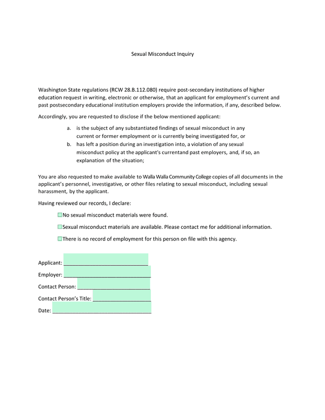 Sexual Misconduct Inquiry screenshot