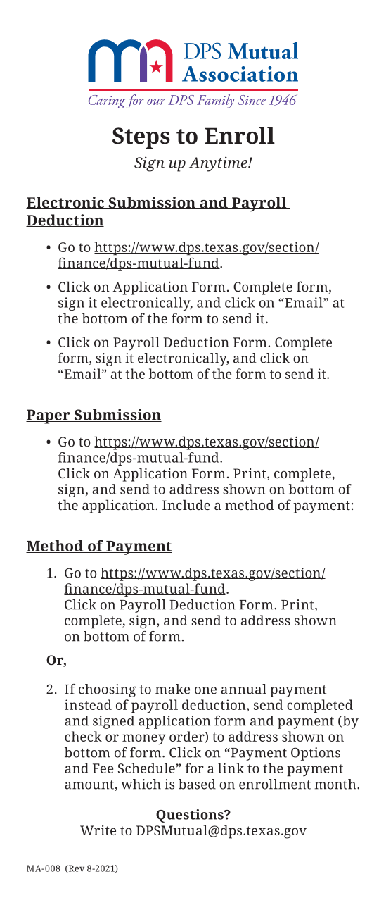 DPS Mutual Fund Enrollment screenshot