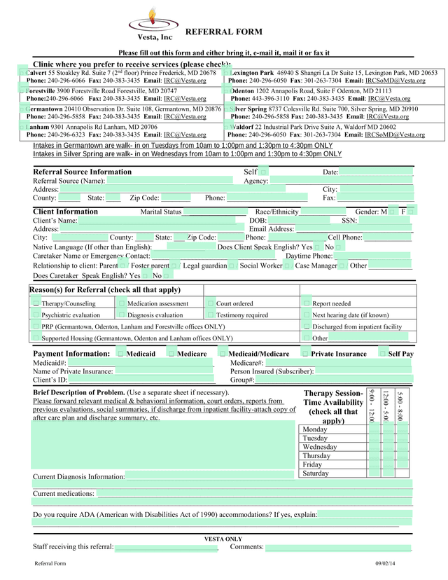 Referral Form screenshot