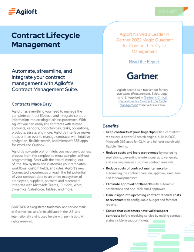 Contract Lifecycle Management Datasheet screenshot