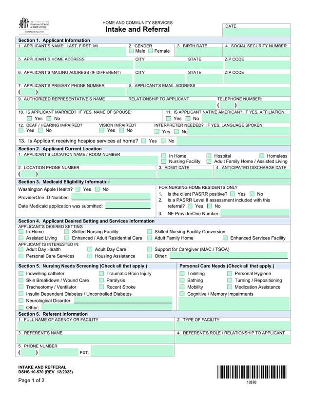 DSHS 10 570   Intake And Referral screenshot