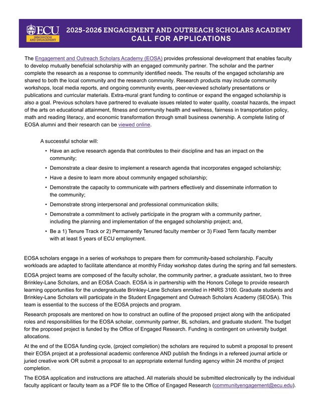 2025 2026 Engagement And Outreach Scholars Academy Call For Applications screenshot