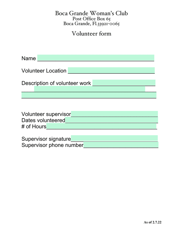 Volunteer Form screenshot