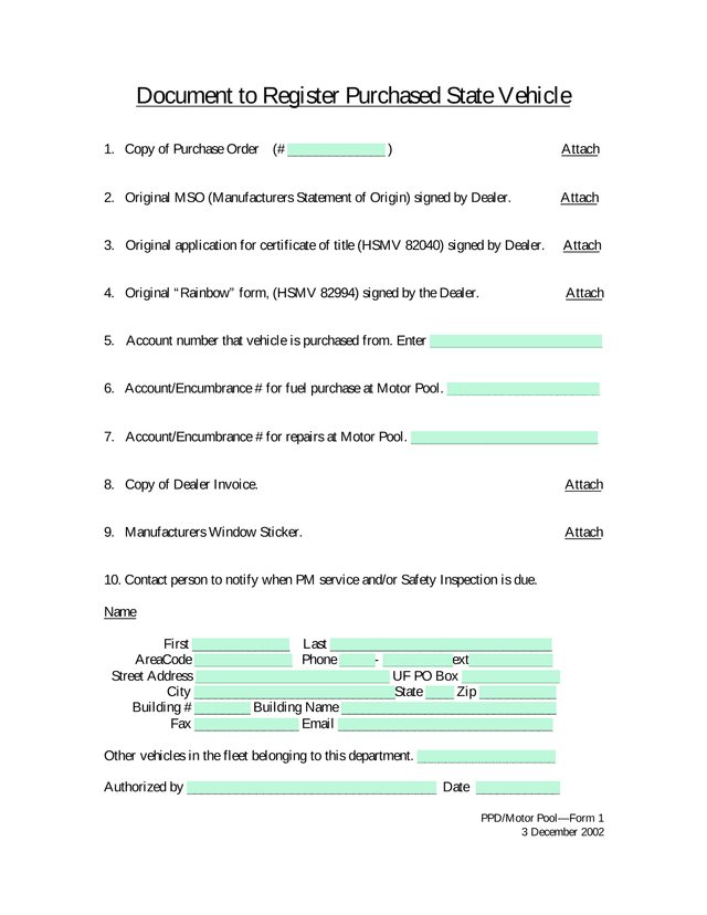 Document To Register Purchased State Vehicle screenshot