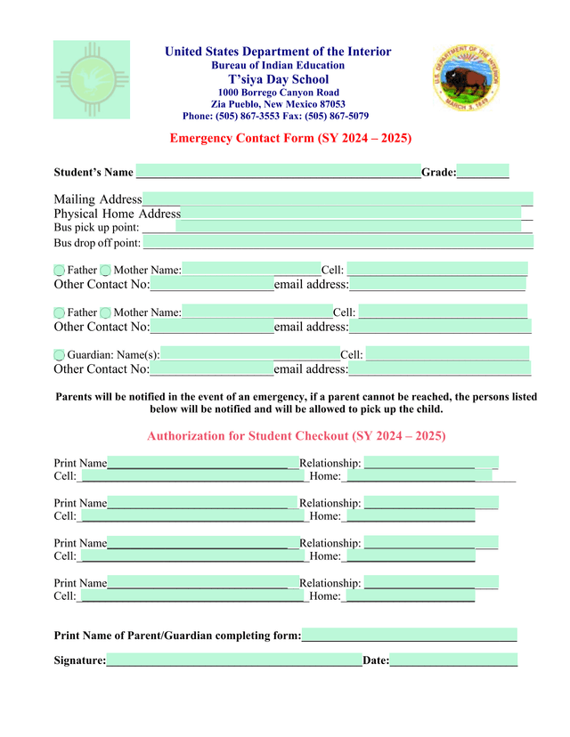 Emergency Contact Form (SY 2024  2025) screenshot