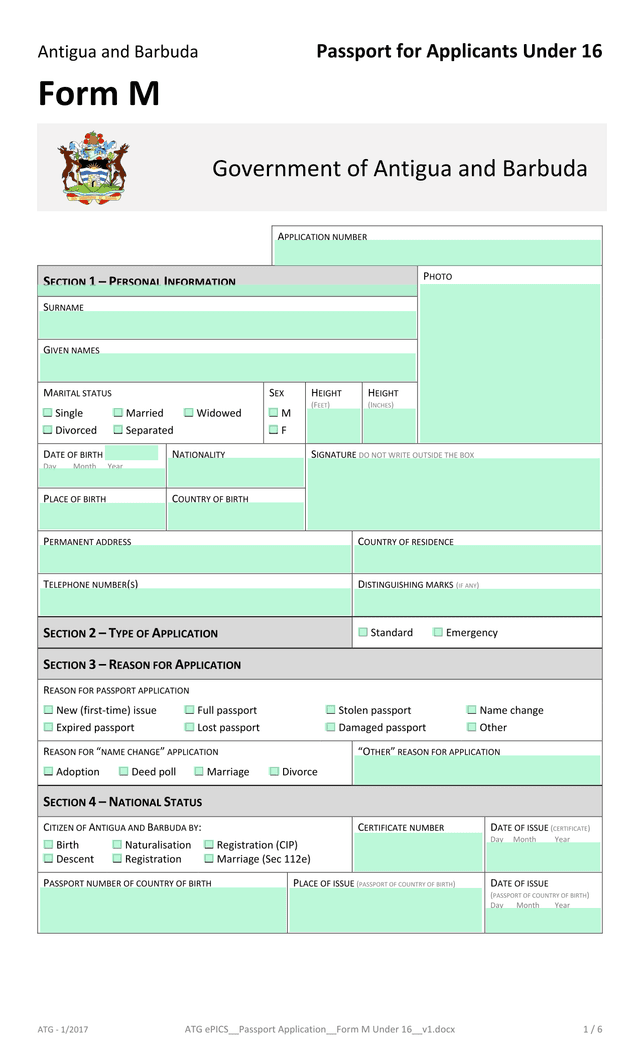 Passport Application Form M Under 16 screenshot