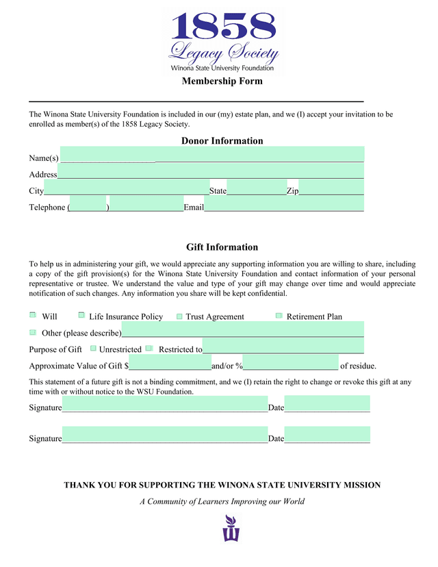 Membership Form screenshot