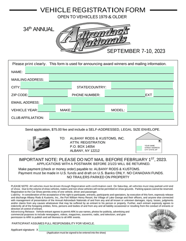Vehicle Registration Form screenshot