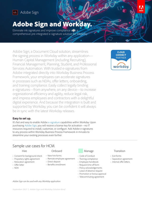 Adobe Sign And Workday Solution Brief screenshot
