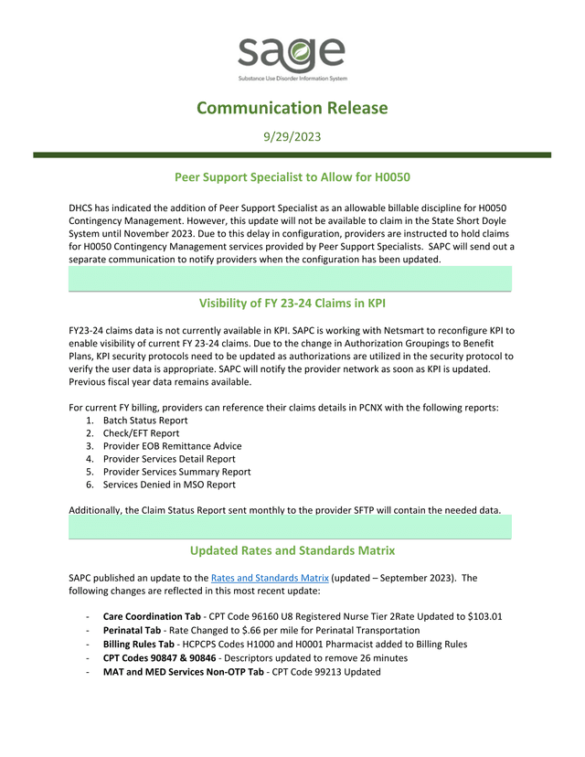 Communication Release screenshot