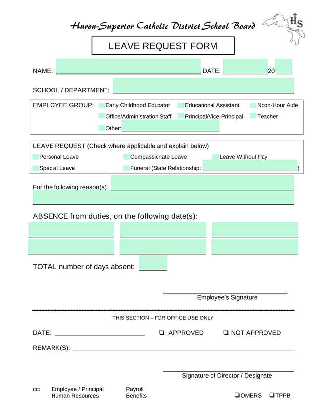 Leave Request Form screenshot
