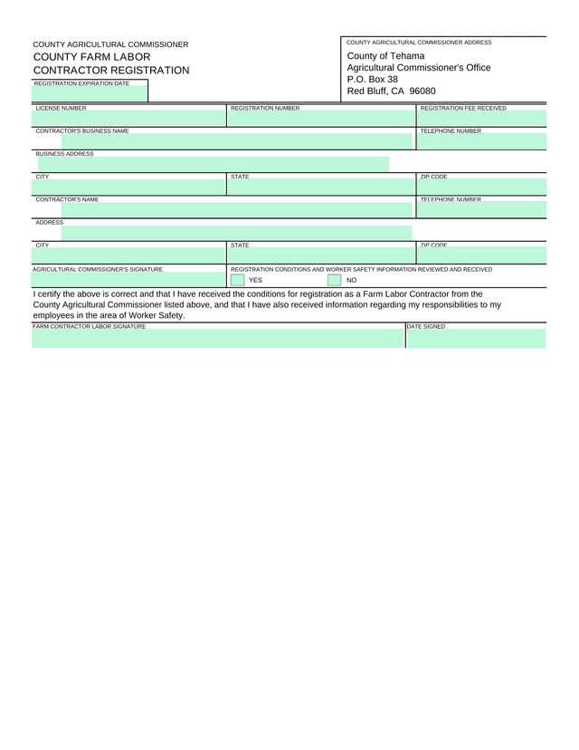 County Farm Labor Contractor Registration screenshot