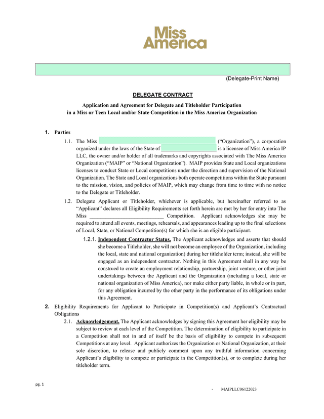 DELEGATE CONTRACT screenshot