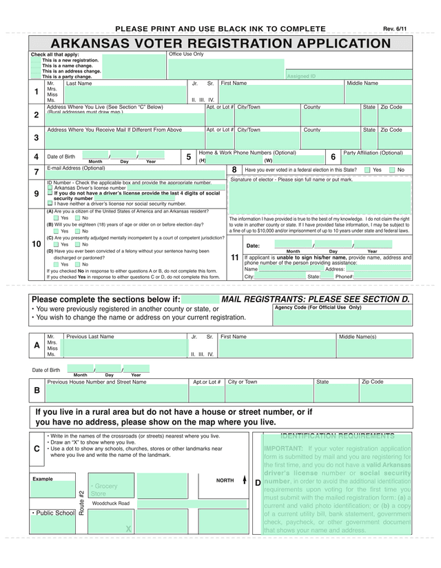 Arkansas Voter Registration Application screenshot