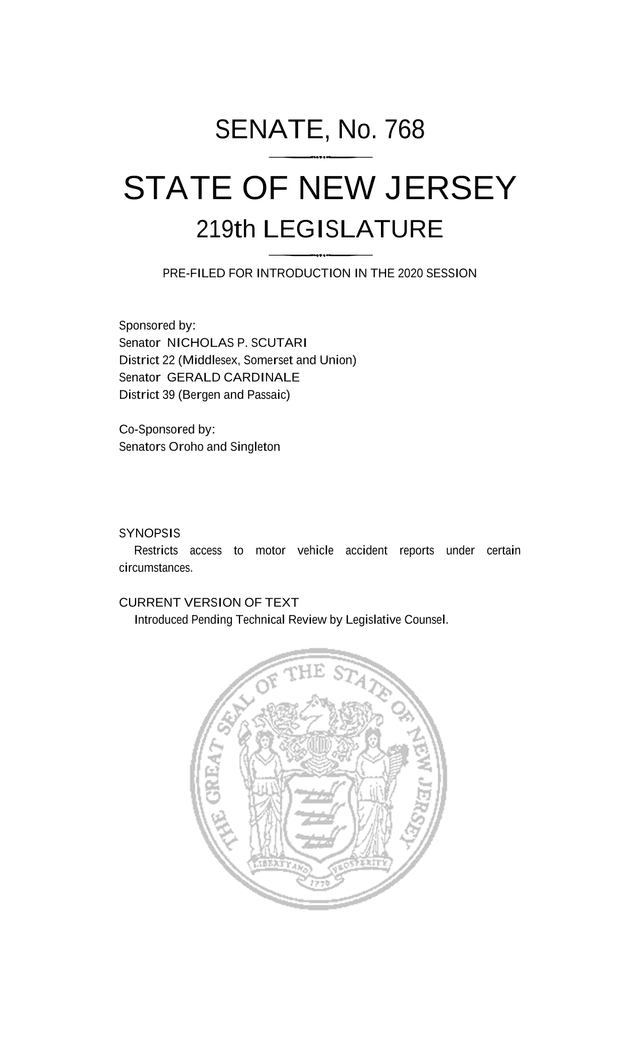 Senate Bill No. 768 screenshot