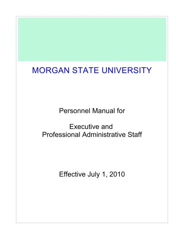 Morgan State University Personnel Manual For Executive And Professional Administrative Staff screenshot