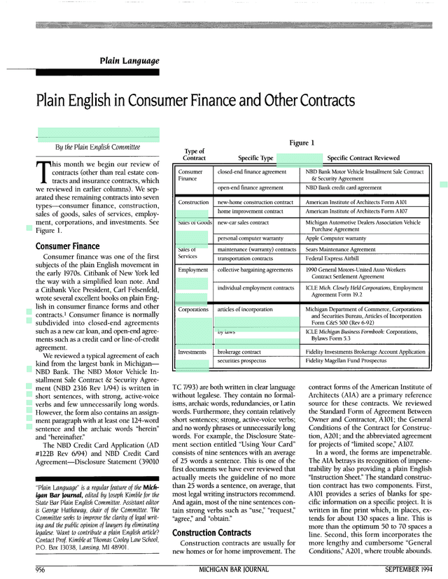 Plain Language Plain English In Consumer Finance And Other Contracts screenshot
