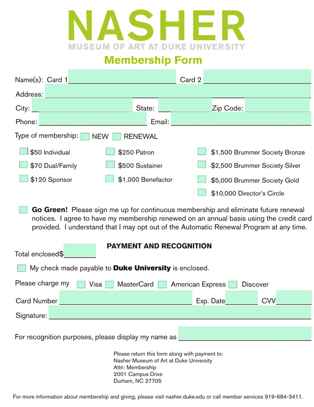 Membership Form screenshot
