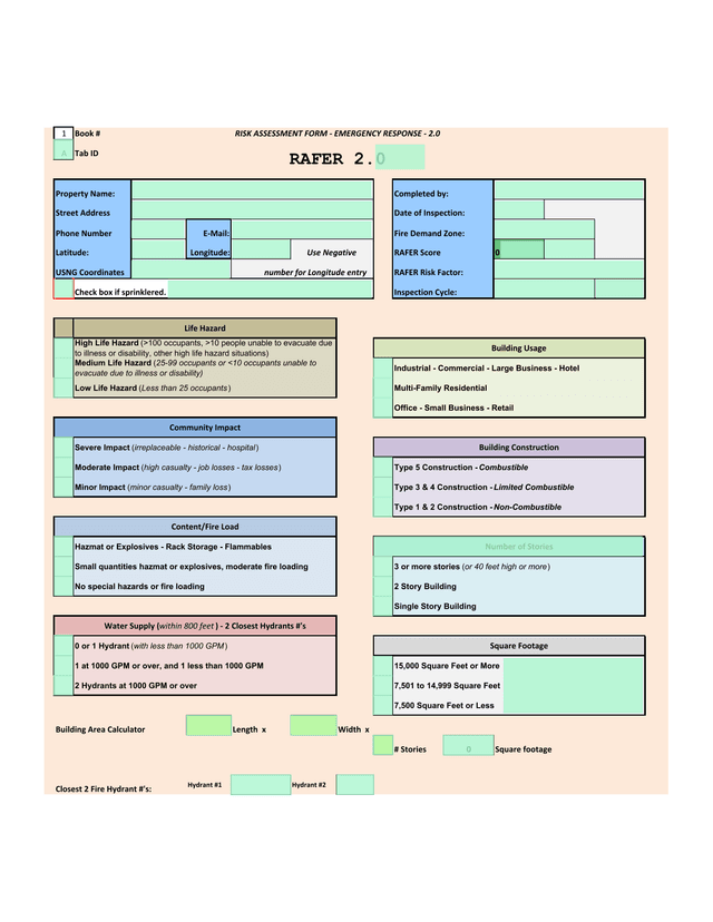 RISK ASSESSMENT FORM   EMERGENCY RESPONSE   2.0 screenshot